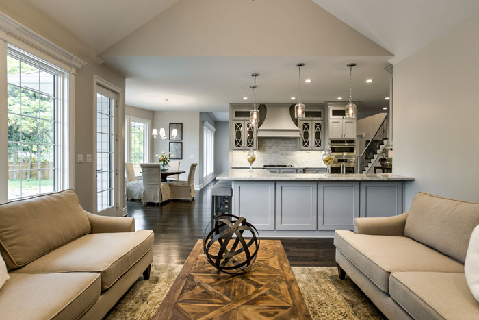 soft colors in kitchen hearth and dining room