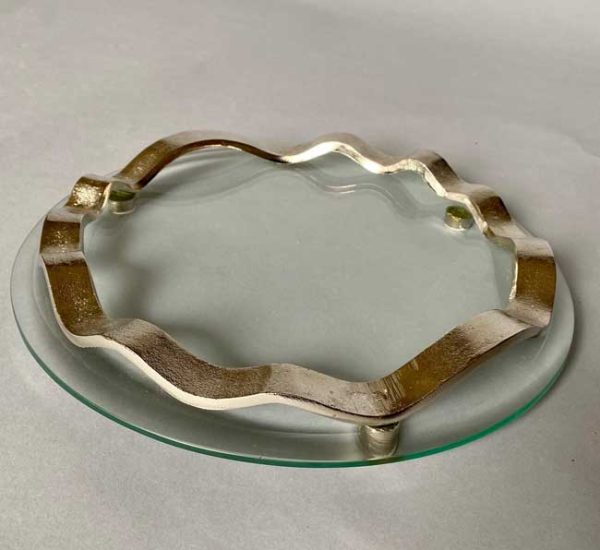 Nickel Banded Glass Tray