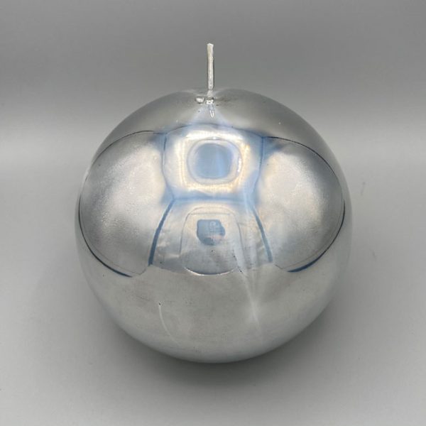 Metallic Sphere Candle, Silver