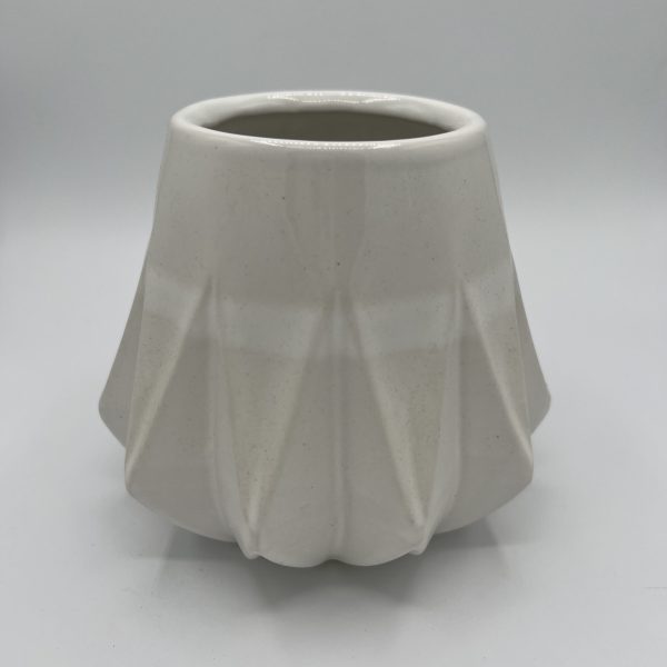 Faceted White Vase, Sm.