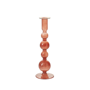 Rose Colored Glass Candleholder